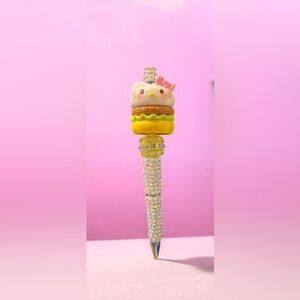 Sold Cute Cat Burger Pen with Rhinestones